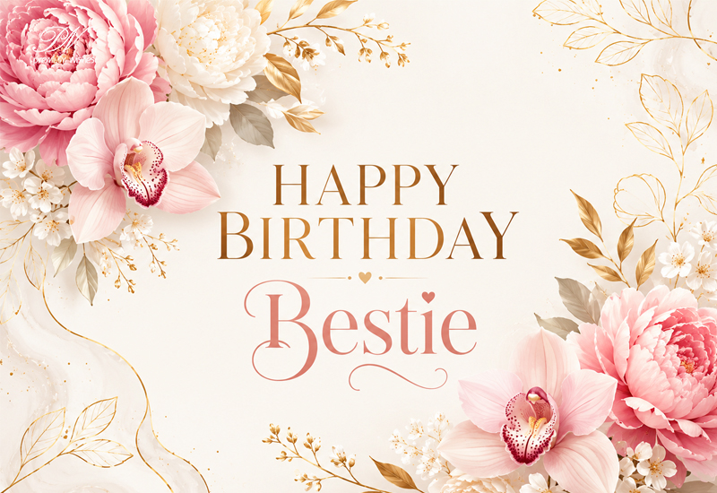 Happy Birthday Bestie Elegant Floral Card