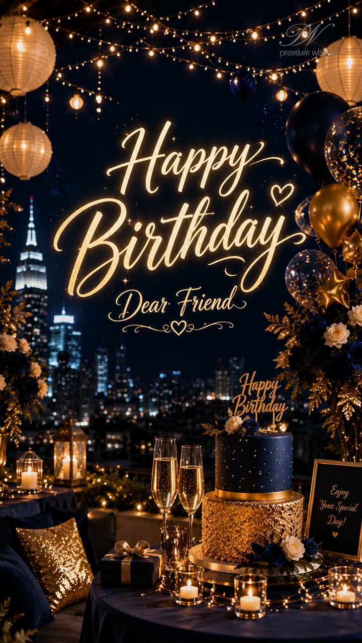 Happy Birthday Dear Friend Rooftop Celebration Greeting Happy Birthday Dear Friend Rooftop Celebration Greeting