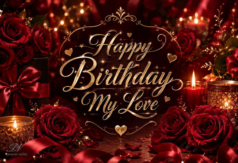 Happy Birthday My Love Red Roses Romantic Greeting Happy Birthday My Love Red Roses Romantic Greeting