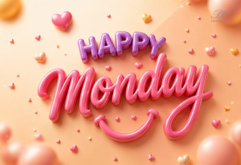 Happy Monday Pink 3D Hearts Greeting Happy Monday Pink 3D Hearts Greeting