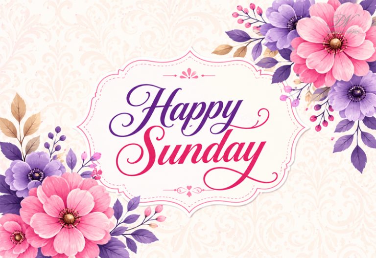 Happy Sunday Pink Purple Floral Greeting Happy Sunday Pink Purple Floral Greeting
