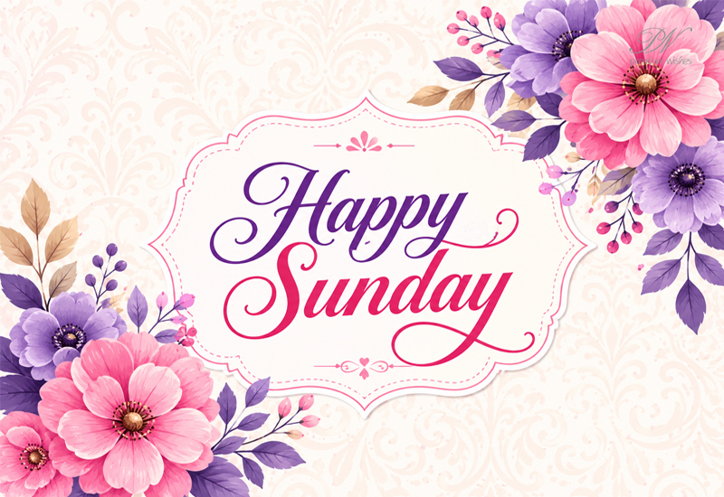 Happy Sunday Pink Purple Floral Greeting Happy Sunday Pink Purple Floral Greeting