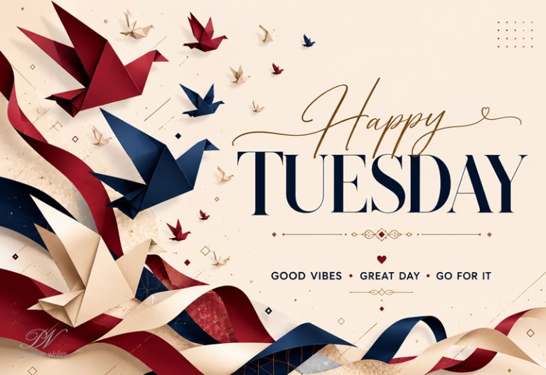 Happy Tuesday Origami Birds Greeting | Good Vibes Great Day Go For It