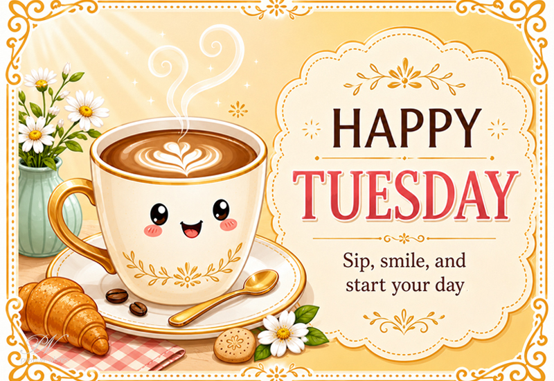 Happy Tuesday Sip Smile Start Your Day Coffee Greeting