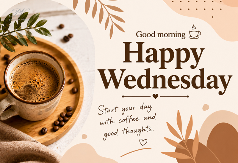 Happy Wednesday Coffee Greeting With Good Thoughts Message Happy Wednesday Coffee Greeting With Good Thoughts Message