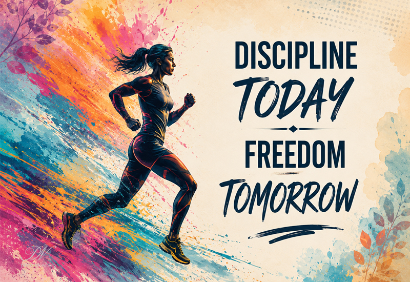 Discipline Today Freedom Tomorrow Running Woman Quote Discipline Today Freedom Tomorrow Running Woman Quote