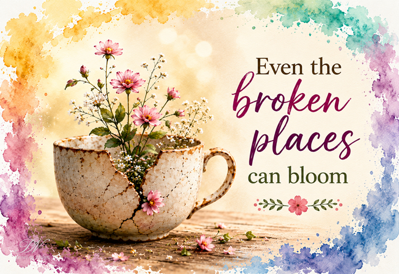Even the Broken Places Can Bloom Inspirational Quote Image