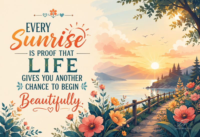 Every Sunrise Life Gives You Another Chance to Begin Beautifully Every Sunrise Life Gives You Another Chance to Begin Beautifully
