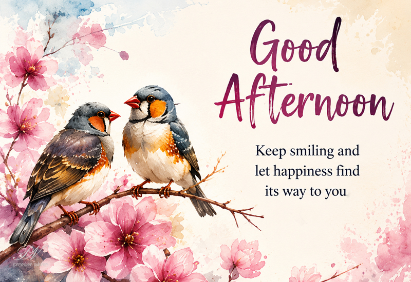 Good Afternoon Birds Keep Smiling and Happiness Greeting Good Afternoon Birds Keep Smiling and Happiness Greeting