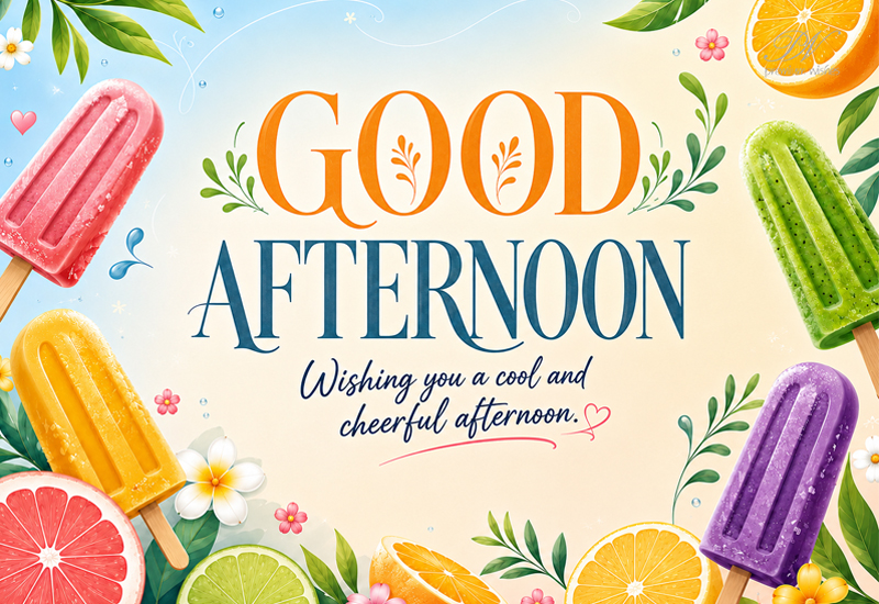 Good Afternoon Cool and Cheerful Popsicles Greeting Image