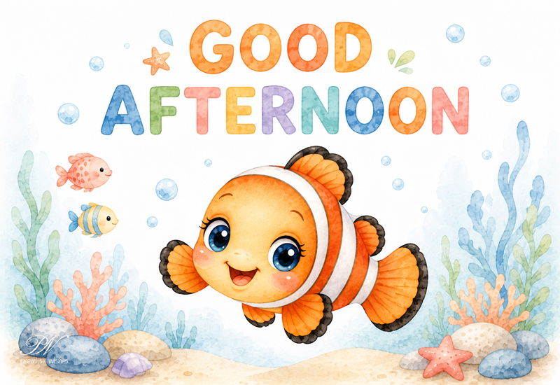 Good Afternoon Cute Clownfish Ocean Greeting Good Afternoon Cute Clownfish Ocean Greeting
