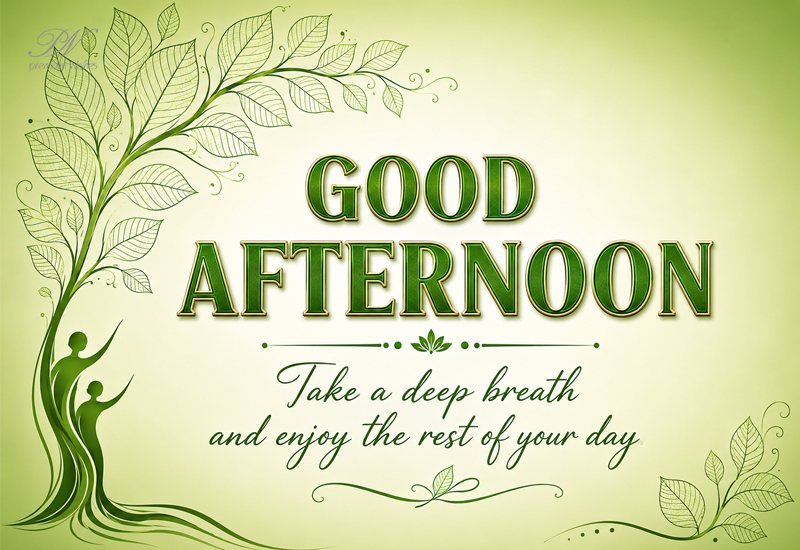 Good Afternoon Green Leaves Take a Deep Breath Greeting