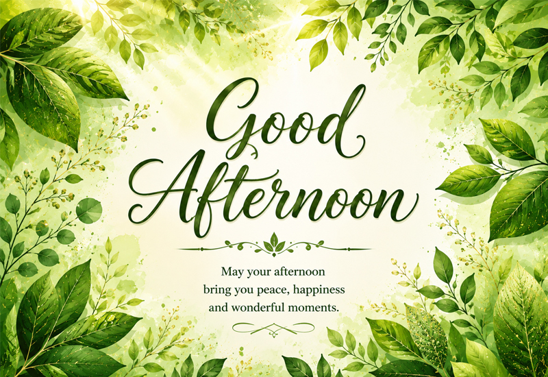 Good Afternoon Peace Happiness Wonderful Moments Green Leaves Greeting Good Afternoon Peace Happiness Wonderful Moments Green Leaves Greeting