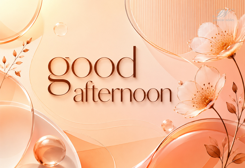 Good Afternoon Peach Floral Abstract Greeting Image