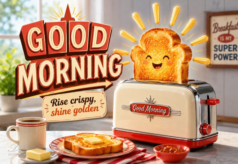 Good Morning Crispy Toast Greeting with Rise Crispy Shine Golden Message Good Morning Crispy Toast Greeting with Rise Crispy Shine Golden Message