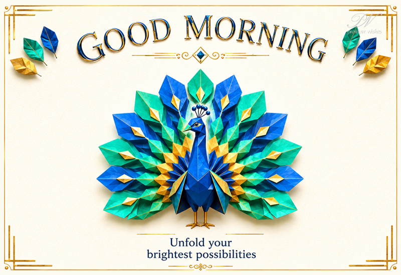 Good Morning Geometric Peacock Brightest Possibilities Greeting