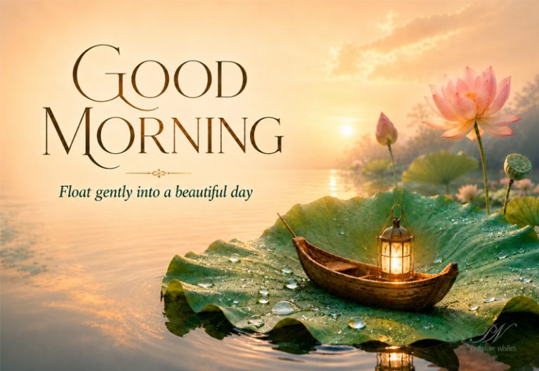 Good Morning Lotus Leaf Boat Float Gently Greeting Good Morning Lotus Leaf Boat Float Gently Greeting