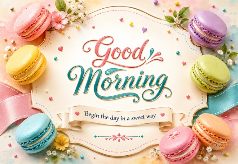 Good Morning Macarons Begin the Day in a Sweet Way Greeting Good Morning Macarons Begin the Day in a Sweet Way Greeting