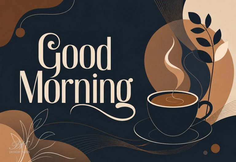 Good Morning Modern Coffee Dark Abstract Greeting Image