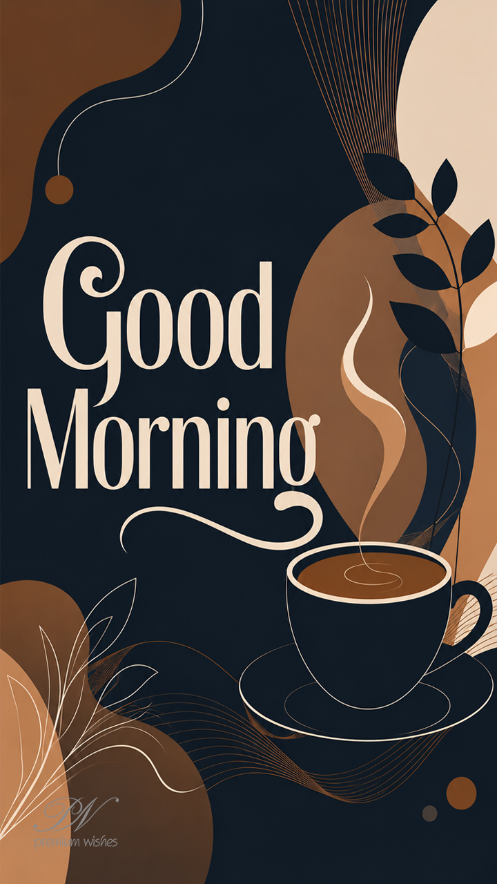 Good Morning Modern Coffee Dark Abstract Greeting Image