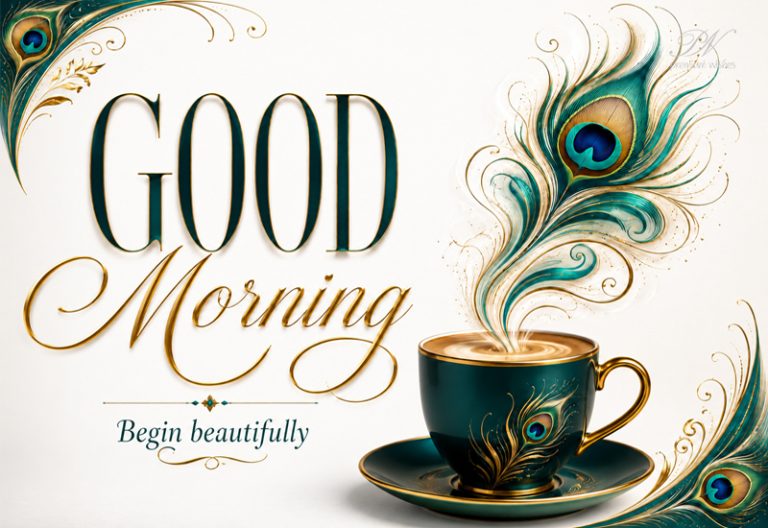 Good Morning Peacock Feather Coffee Begin Beautifully Greeting Good Morning Peacock Feather Coffee Begin Beautifully Greeting