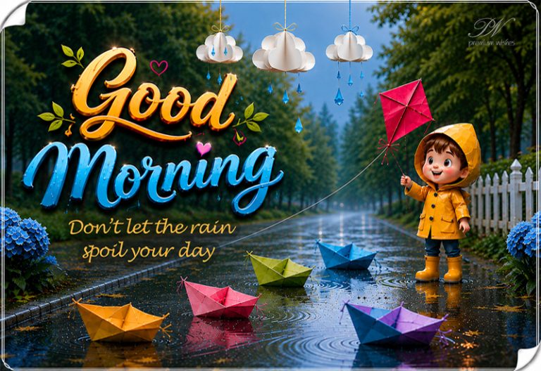 Good Morning Rainy Day Paper Boats Greeting Image Good Morning Rainy Day Paper Boats Greeting Image