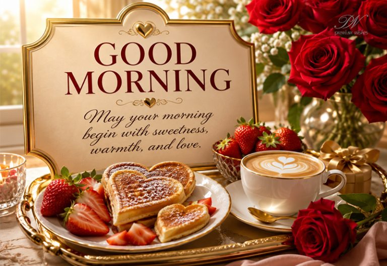 Good Morning Greeting with Roses, Strawberries and Sweet Love Message Good Morning Greeting with Roses, Strawberries and Sweet Love Message