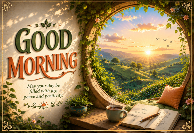 Good Morning Round Window Joy Peace and Positivity Greeting Good Morning Round Window Joy Peace and Positivity Greeting
