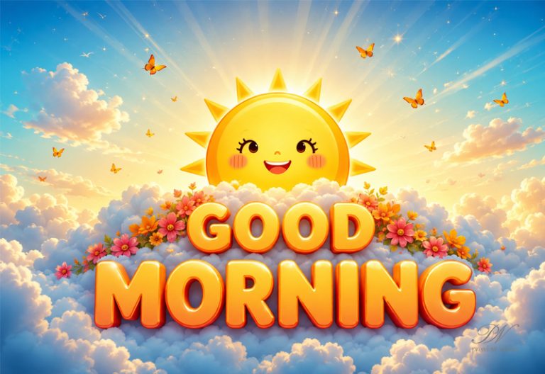 Good Morning Smiling Sun Clouds Greeting Image Good Morning Smiling Sun Clouds Greeting Image