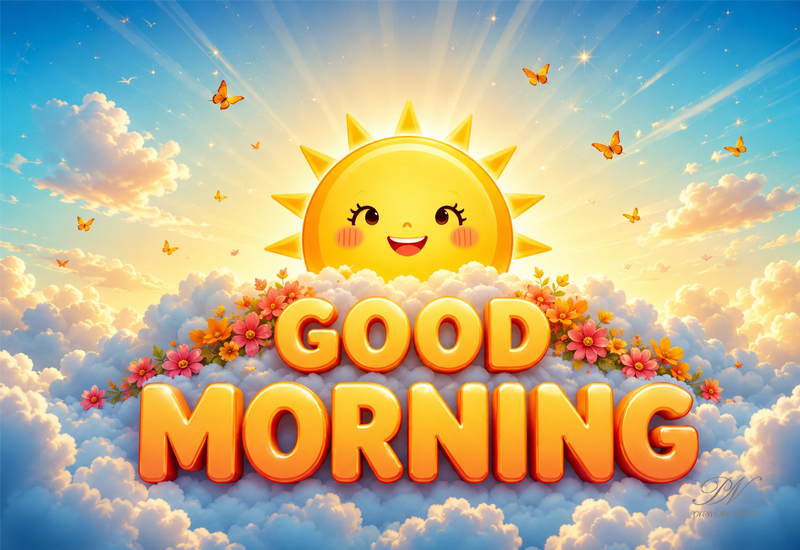Good Morning Smiling Sun Clouds Greeting Image Good Morning Smiling Sun Clouds Greeting Image