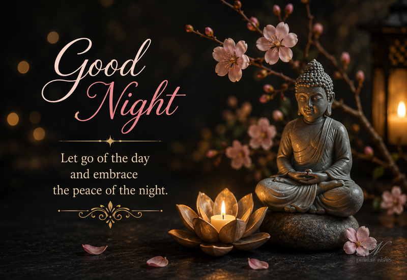 Good Night Buddha Peace of the Night Greeting Image Good Night Buddha Peace of the Night Greeting Image