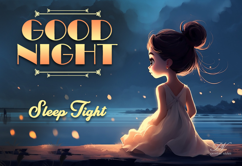 Good Night Sleep Tight Girl Moonlit Lake Greeting Good Night Sleep Tight Girl Moonlit Lake Greeting