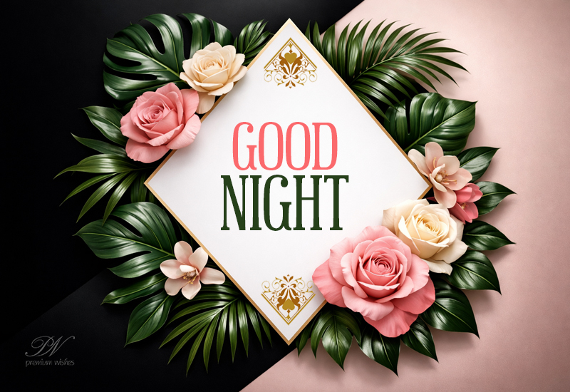 Good Night Tropical Floral Frame Greeting Good Night Tropical Floral Frame Greeting
