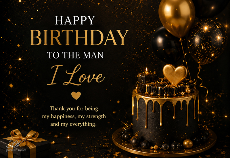Happy Birthday to the Man I Love with Black and Gold Cake Happy Birthday to the Man I Love with Black and Gold Cake