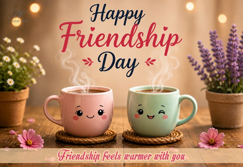 Happy Friendship Day Friendship Feels Warmer with You Cups Greeting Happy Friendship Day Friendship Feels Warmer with You Cups Greeting