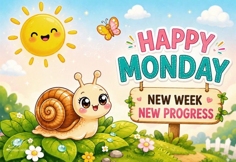 Happy Monday New Week New Progress Snail Greeting Happy Monday New Week New Progress Snail Greeting