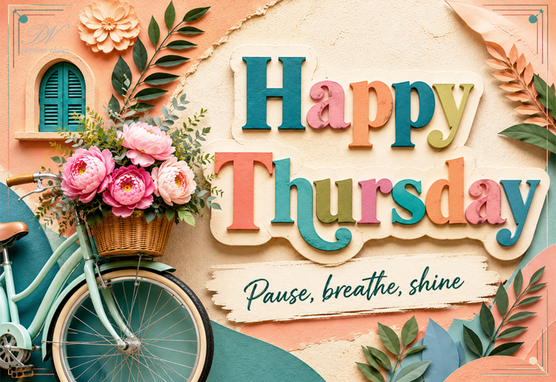 Happy Thursday Bicycle Pause Breathe Shine Greeting Happy Thursday Bicycle Pause Breathe Shine Greeting