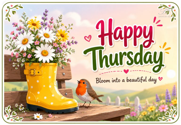 Happy Thursday Yellow Boot Bloom Into a Beautiful Day Greeting Happy Thursday Yellow Boot Bloom Into a Beautiful Day Greeting