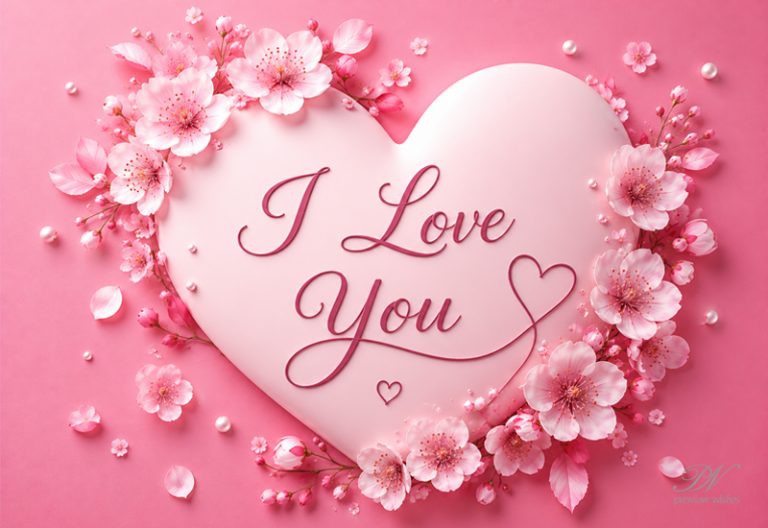 I Love You Pink Heart Cherry Blossom Greeting Image I Love You Pink Heart Cherry Blossom Greeting Image