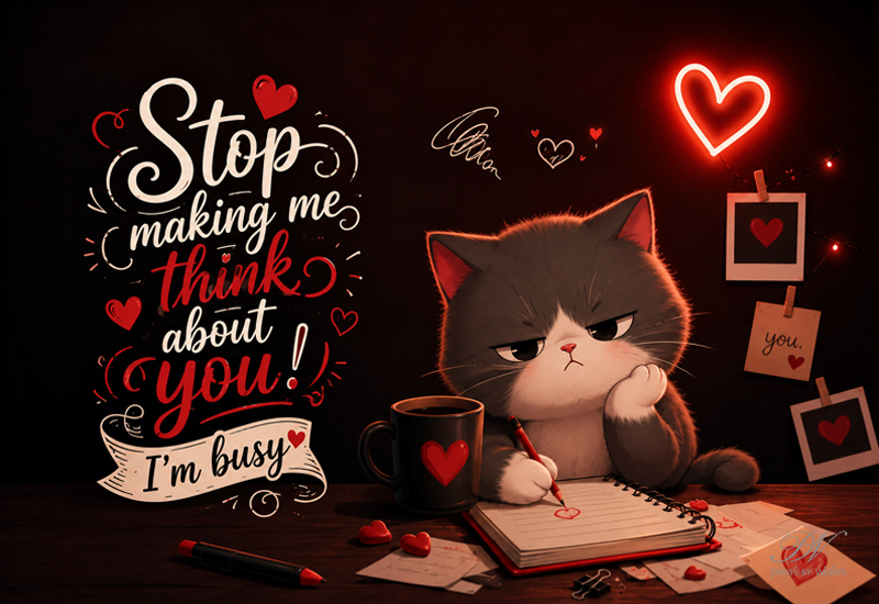 Stop Making Me Think About You Cat Love Message Image