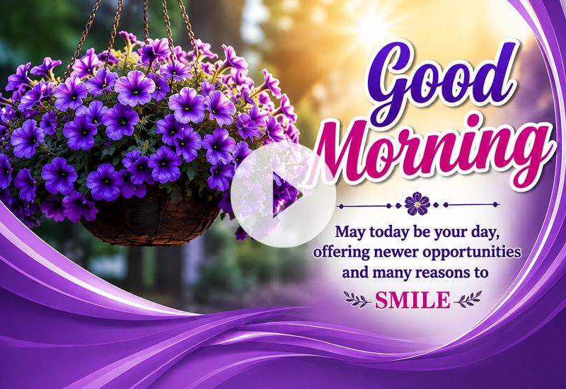 Beautiful Good Morning Wishes with Purple Flowers