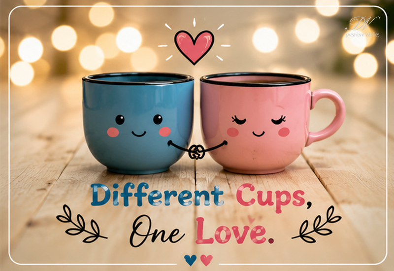 Different Cups One Love Cute Romantic Greeting Different Cups One Love Cute Romantic Greeting