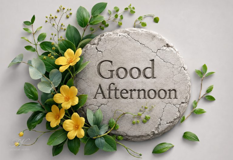 Good Afternoon Engraved Stone Yellow Flowers Greeting