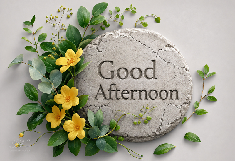 Good Afternoon Engraved Stone Yellow Flowers Greeting Good Afternoon Engraved Stone Yellow Flowers Greeting