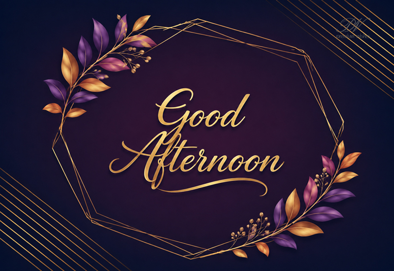 Good Afternoon – Elegant Purple and Gold Botanical Greeting Good Afternoon – Elegant Purple and Gold Botanical Greeting