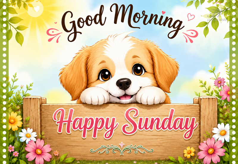 Good Morning Happy Sunday – Cute Puppy Greeting Good Morning Happy Sunday – Cute Puppy Greeting