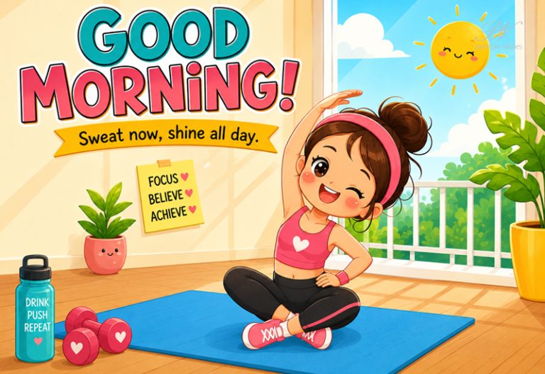Good Morning – Sweat Now, Shine All Day Motivational Greeting