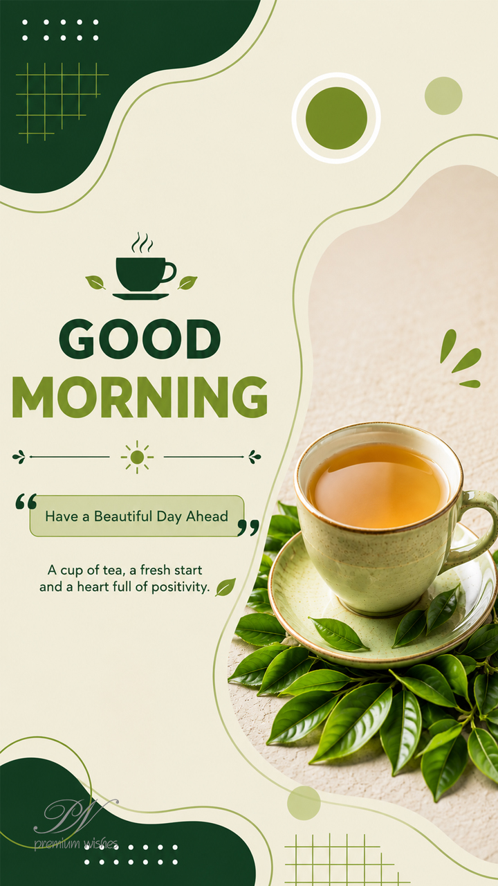 Good Morning Tea Fresh Start Beautiful Day Greeting