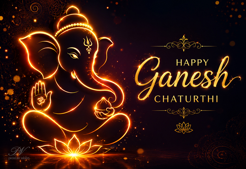 Happy Ganesh Chaturthi – Glowing Lord Ganesha Outline Greeting Happy Ganesh Chaturthi – Glowing Lord Ganesha Outline Greeting