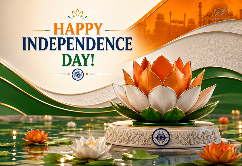 Happy Independence Day – Lotus & Tricolour Greeting Happy Independence Day – Lotus & Tricolour Greeting